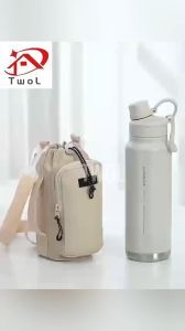 TWOL SHOP 1pcs Drawstring Kettle Bag Crossbody Portable Outdoor Travel Vacuum Cup Kettle Cover Cell Phone Small Bag