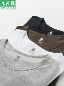 AB Underwear Middle-Aged and Elderly Old Man Shirt Pure Cotton round Neck Short-Sleeved Undershirt Men Loose Plus Size Elderly Shirt Bottoming Shirt