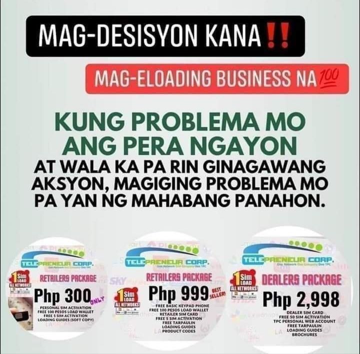 Eloading business 1sim load to all network FREE load wallet and