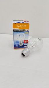 หลอดไส้ (แบบหลอดใส) GATA/Daiichi 60W แสงโทนเหลืองส้ม #คละยี่ห้อ#