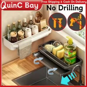 Kitchen Bathroom Soap Organizer Sponge Holder Faucet Sink Storage Rack ABS Wall Hanging Drainer Rack