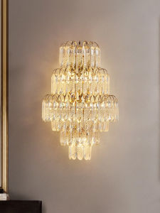 ไฟติดผนังคริสตัลสไตล์วิลล่าแบบใหม่ ไฟตกแต่งผนังรูปกราฟิตี้ในห้องนั่งเล่นและห้องอาหาร ไฟตกแต่งสำหรับบันไดและห้องนอน