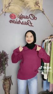 ATASAN WANITA GEANI CROP KERAH POLO / BAJU ATASN WANITA BERKERAH / CROP RAJUT KEKINIAN