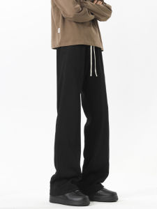 กางเกงลำลองชายผ้าฝ้ายผสมสไตล์อเมริกัน ทรงหลวม ทรงขาบาน ทรงหลวม ไซส์ใหญ่ กางเกงขายาวทรงหลวมสบายๆ ทรงหลวม