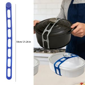 10Pcs 54cm Elastic Silicone Securing Strap Soft Adjustable Cable Straps Cord Bundle Organizer Pot Lid Holder for Lunch Box Elastic Band