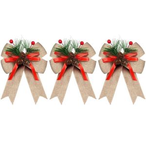 3 Chiếc Nơ Nhung Giáng Sinh Với Nón Thông Ruy Băng Đỏ Nơ Trang Trí Cho Cây Thông Noel Vòng Hoa Đồ Thủ Công Trong Nhà Trang Trí Ngày Lễ Tự Làm