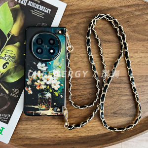 Retro Style Oil Painting Phone Case for OPPO Find N5 N3 Find Vintage Foldable Screen Protection Cover Women Handheld Silk Scarf Chain Strap