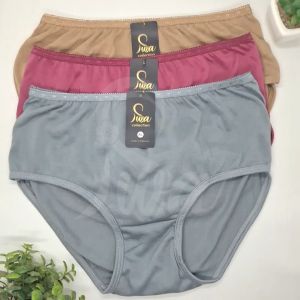Iswa 6pcs 3pcs Celana Dalam Wanita Dewasa Warna Gelap Polos Bahan Katun / CD Wanita Jumbo Murah