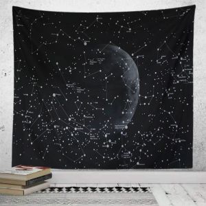 VIKAMA Đen Trắng Mặt Trời Mặt Trăng Mặt Sao Tarot Chiêm Tinh Học Thảm Trang Trí Treo Tường Polyester Không Dệt Phòng Khách Trang Trí Phòng Ngủ