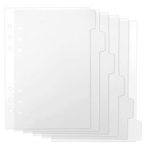 6pcs/set Punched Binder Divider Insertable Plastic Index Dividersheets with 6 Holes Ring Binders Divider for Notebook Memo