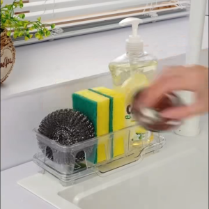Multifunctional Sink Draining Rack Kitchen Bathroom Organizer PET Material Detachable Water Tray with Partition Design