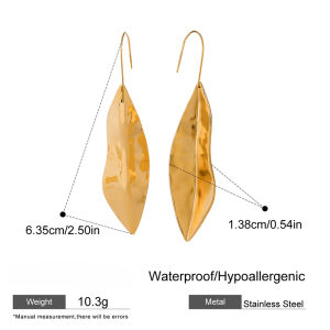 Loe| Women Stainless Steel Leaf Drop Earrings PVD Plated Prevent Allergy Metal Jewelry France Charms New Style