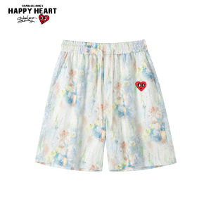 CHARLES JANGS HAPPY HEART | Heart American Floral Tie Dye Leisure Shorts