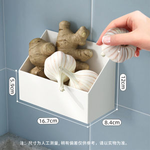 Wall-Mounted No-Drill Onion Garlic Ginger Storage Box Kitchen Fridge Spice Magnet Basket Rack Modern Simple Design Plastic