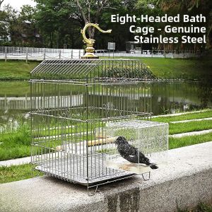 Luxury Stainless Steel Parrot Cage Large Size for Budgerigar Shower Bird Cage Metal Material Pigeon Cage Parrotry Supplies