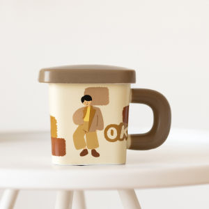 New 2024 Ceramic Toothbrush And Mouthwash Cup for Couples High End Bathroom Supplies Home Use Washing Cup Cute Cartoon Style