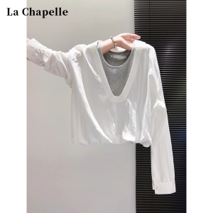La Chapelle | Áo Sơ Mi Dài Tay Hai Lớp Patchwork Ôm Body