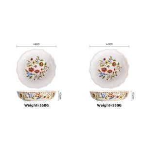 OMK American Style Underglaze Ceramic Dinnerware Set 8.8 inch Deep Plate Salad bowl Tableware Set Iberian Series