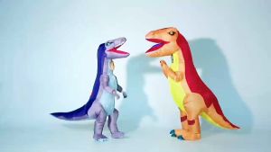 Decorseason Inflatable Dinosaur Costume for Adults Blow Up Velociraptor Costume Inflatable Tyrannosaurus Rex Costume Halloween Inflatable Dinosaur Ride Costumes for Men/Women