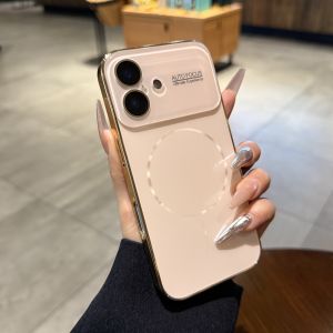 AO.HU | Magnetic AG Matte Pink Electroplated Large View Full-enclosure Phone Case