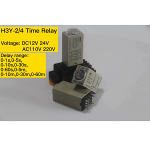 Timer H3Y-4 rơ le thời gian 14 chân dẹp nhỏ điện áp 220VAC 24VDC 12VDC tặng chân đế PYF143A