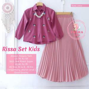 New Arrival Setelan Baju Muslim Anak Atasan Dan Rok Hyget Plisket Risa Set Kids By Fasha