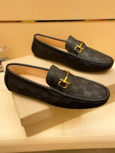 Cool Weishi หรูหรายุโรปสไตล์ Bean รองเท้าสําหรับชายคลาสสิกลายสก๊อตหนัง Casual SLIP-ON รองเท้าไม่มีส้นส้นแบนและซับหนังแพะ
