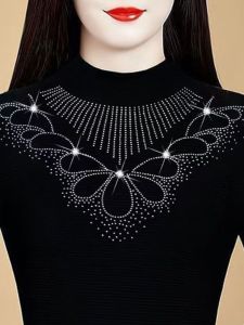 Áo Sơ Mi Lót Lông Cừu Thời Trang Mùa Thu Đông Khoét Kim Cương Cổ Cao Ôm Vừa Vặn Đa Năng Áo Chui Đầu Tay Dài Thường Ngày