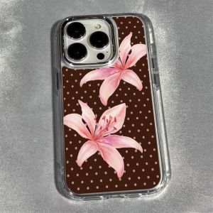 Polka Dot Lily Flower Luxury Phone Case for iPhone 18 17 16 15 14 11 Pro Max Plus X 8 7 Soft Protective Cover Transparent Cases