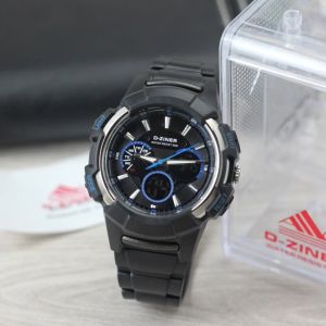 Jam Tangan Desain Kasual Pria: DZINER 8203 Rubber Dual Time Original