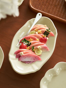 April Ceramic Plate Dessert Fruit Afternoon Tea Breakfast Home Use High Aesthetic Value Multifunctional Dish Simple Style Pure Color