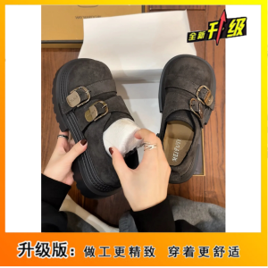 Retro British Style Thick Bottom Platform Shoes Womens Spring Autumn New All-Match Brown JK Heightening Single Shoes round Toe