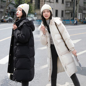 Winter Womens Loose down Cotton Jacket 2024 New Style Korean Version Hong Kong Style Mid-Length Cotton Coat Long Sleeve