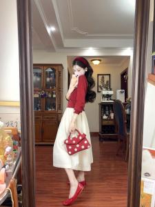 Slimming Effectiveness Tea System Long Sleeve Dress Set Small Fragrance Style Fashionable plus Size Womens Clothing Set