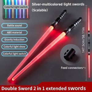 7-Color Retractable Kids Lightsaber with Sound FX & Light Show 2-in-1 Role-Play Sword for Halloween/Birthday/ Christmas Gifts