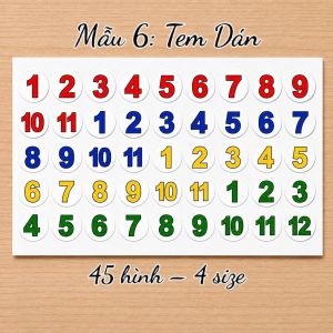 Tem Kí Hiệu Mầm Non Mẫu 6 – Tem Dán Chống Nước In Khăn Ủi Nhiệt.