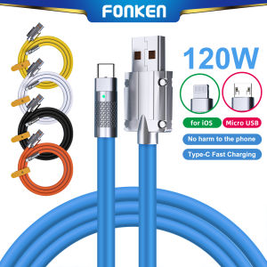 Fonken 120W 6A Super Fast Charge Type C/Micro USB/IOS Charge Cable Quick Charge USB Cable for Xiaomi Huawei Samsung  i-Phone Android USB Type C Charging Cable