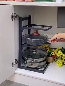 Kitchen Pan Organizer  Adjustable Under Sink Countertop Multipurpose Kitchen Rack stainless steel
