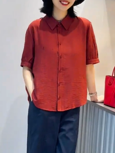 QINGNAER | Slimming Stylish Casual Loose Short Sleeve Shirt