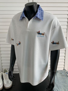 Áo Thun Polo Tay Ngắn Thêu Họa Tiết Chó Sausages Thường Ngày Dáng Rộng Thoải Mái Thoáng Khí Thời Trang Mùa Hè Cho Nam