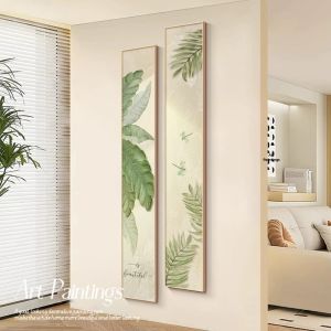 Creamy Wooden Style Green Plant Artwork Set