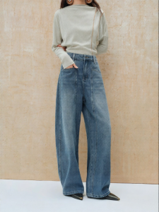 SUSHE | Retro Washed Straight Wide Legged Denim Jeans