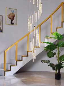 Lampu gantung ruang tamu modern sederhana baru lampu gantung ruang tamu emas lampu langit-langit tinggi kristal dipimpin cahaya 01