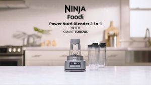 Ninja Foodi 2-in-1  เครื่องปั่นอาหาร  Power Nutri Mixer with Cup (700 ml) and Bowl (400 ml) 1100 W Smart Torque Motor and Auto-iQ Technology สี Silver