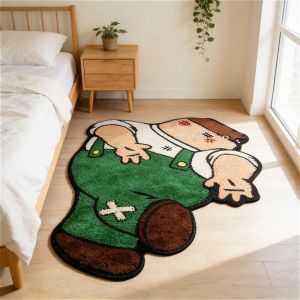 VIKAMA Creative Cartoon Alien Character Non‑Slip Area Rug Soft Bedroom Side Rug Entrance Floor Mat Easy Clean Home Decoration