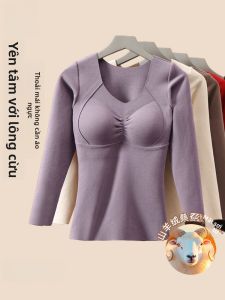 MiiOW | Áo ngực lót lông cừu dày cho nữ MiiOW Cat Person Warmth không có đường may Áo lót mùa đông cổ thấp Áo lót mùa thu đông