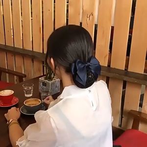 Kẹp tóc búi lưới lớn lưới nhỏ đính nơ dài cặp tóc công sở búi tóc nữ hình nơ đen đỏ PK198