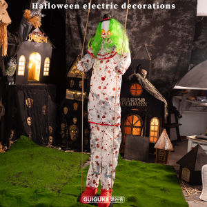 Halloween New Clown Swinging Lantern Decoration Electric Induction Glowing Atmosphere Props for Haunted House Secret Room