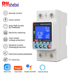 RMshebeiTuya Smart WiFi Circuit Breaker 2P63A Bidirectional Metering Over-voltage Under-voltage Overload Leakage Protection