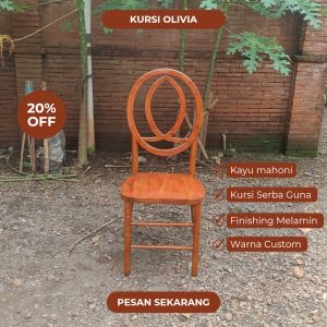 Kursi cafe makan akad pesta pernikahan model Olivia kayu mahoni